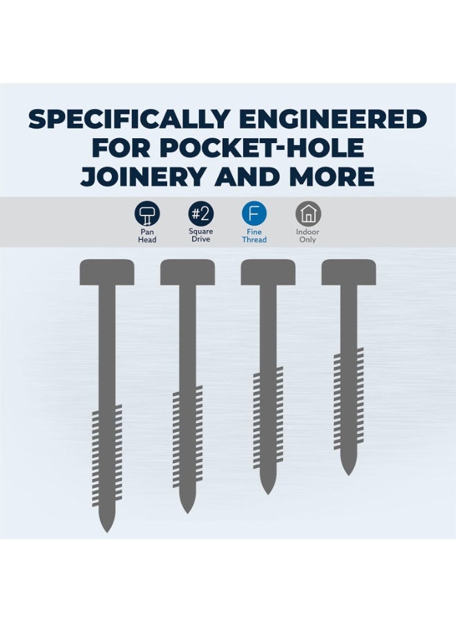 Kreg SPS-F125-500 Zinc Pocket-Hole Screws, 1 1/4-Inch #6 Fine Thread, Pan Head (500 Count) - Image 2