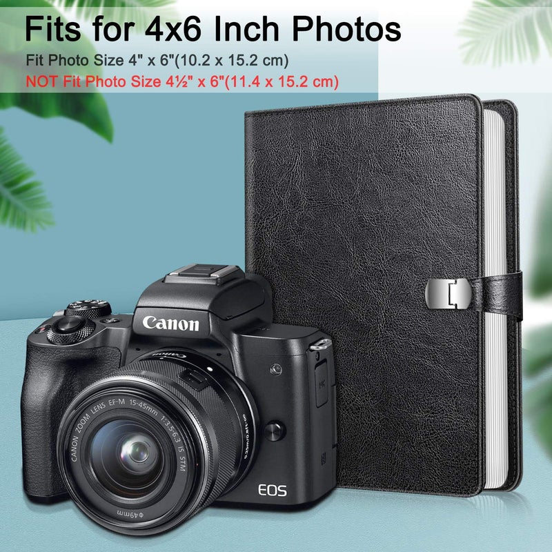 Fintie Fintie Photo Album 4x6 Photos - 112 Photos Premium Vegan Leather Cover with Snap Fastener  Portable Wallet Photo Albums  Black - Image 4