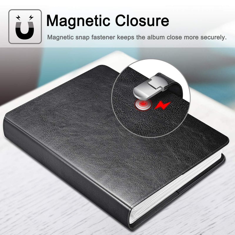 Fintie Fintie Photo Album 4x6 Photos - 112 Photos Premium Vegan Leather Cover with Snap Fastener  Portable Wallet Photo Albums  Black - Image 5