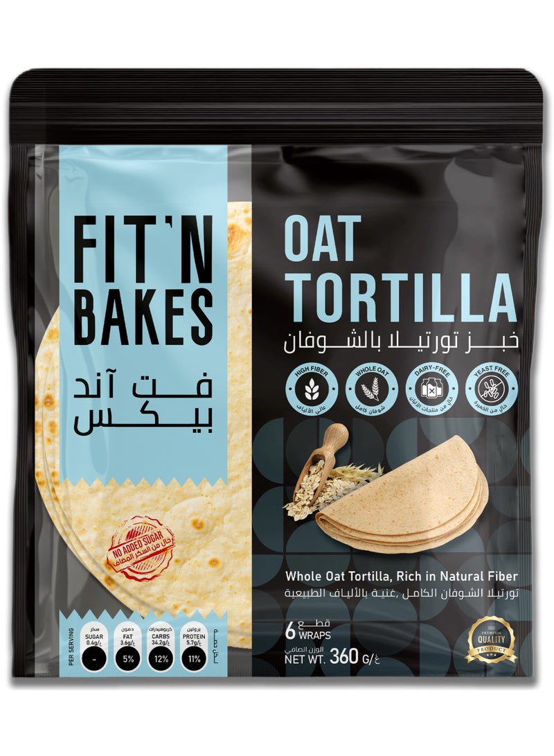 FIT 'N Bakes Oat Tortilla Bread 360g (Oat) - Image 1