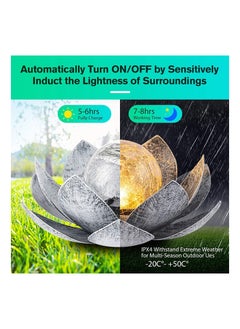 SYOSI Outdoor Garden Solar Lights, Crackle Globe Glass Lotus Solar Light Waterproof LED Metal Flower Lights Solar Powered Lotus Garden Lights  for Patio,Lawn,Walkway,Tabletop,Ground Outdoor Decor  - Image 5