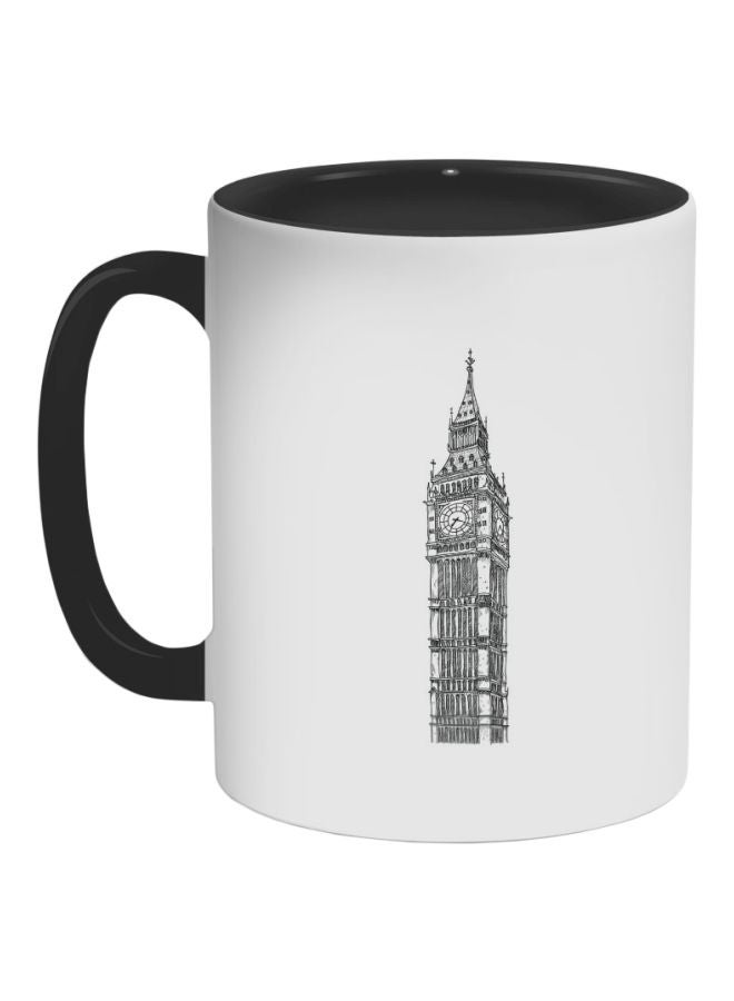 RYN Big Ben Tower Printed Coffee Mug White/Black 325ml