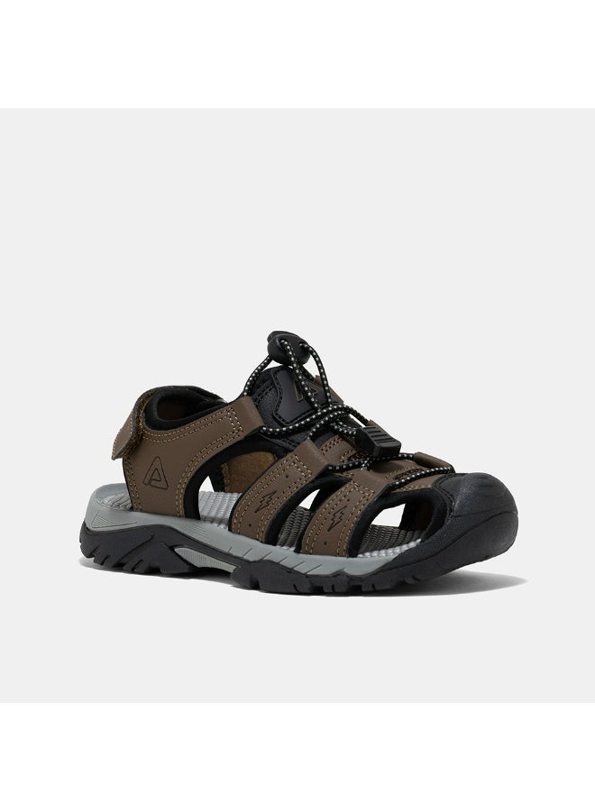 AMICA Boys Sandals, Adjustable Bungee Lace, Protective Toe, Caramel Black - Image 2