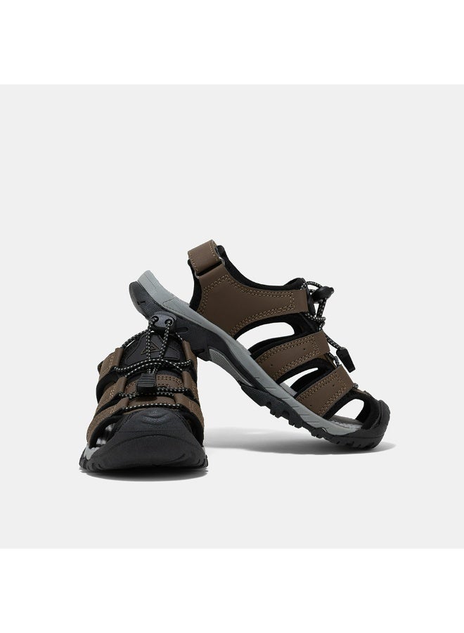 AMICA Boys Sandals, Adjustable Bungee Lace, Protective Toe, Caramel Black - Image 5
