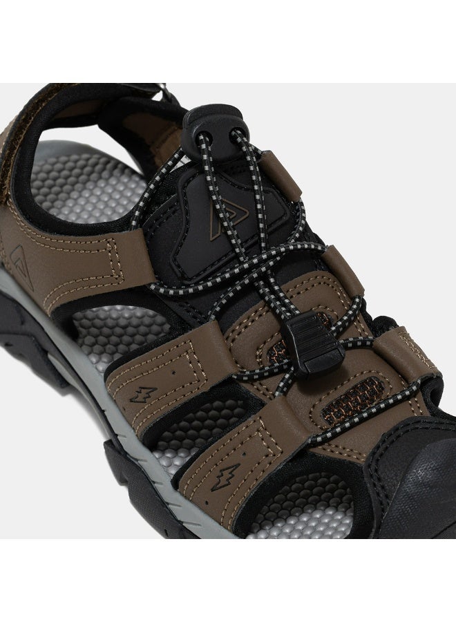 AMICA Boys Sandals, Adjustable Bungee Lace, Protective Toe, Caramel Black - Image 4