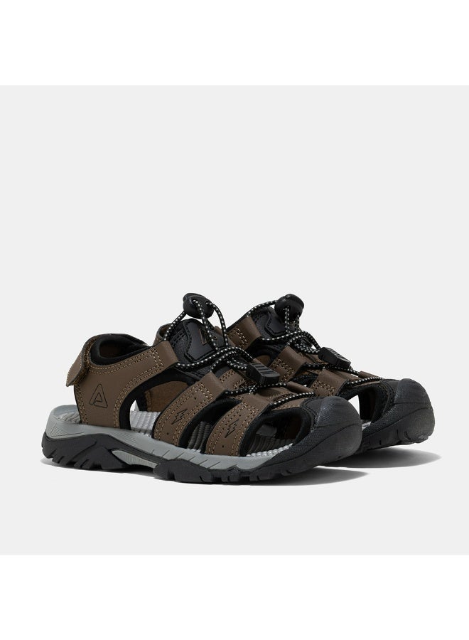 AMICA Boys Sandals, Adjustable Bungee Lace, Protective Toe, Caramel Black - Image 3