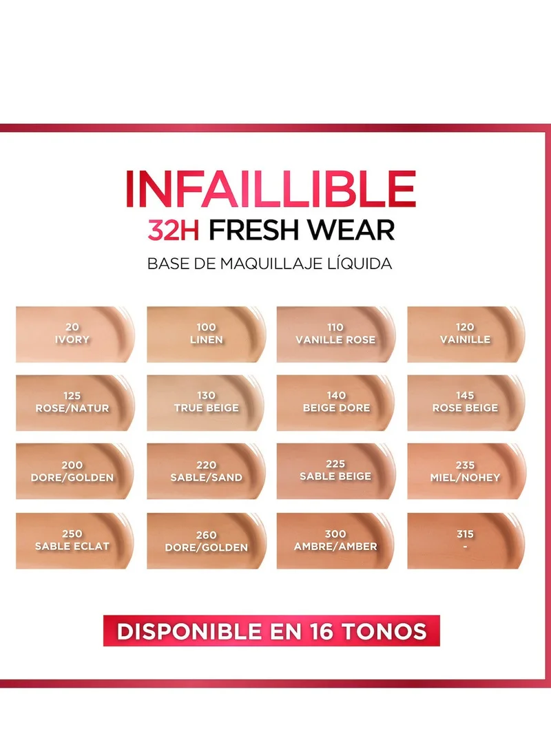 L'OREAL PARIS Infallible 32H Fresh Wear Liquid Foundation 145 Rose Beige 30 ml