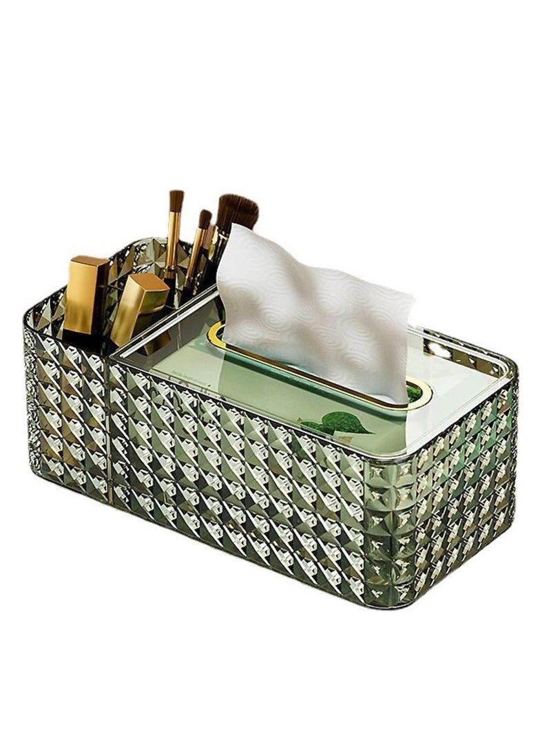 KASTWAVE Tissue Box Rectangle, With Storage Compartment, Diamond Pattern Tissue Box with Lid, Creative Ins Style Tissue Holder Napkin Dispenser for Bathroom Bedroom Living Room Office, 1 Pcs(Green) - Image 5