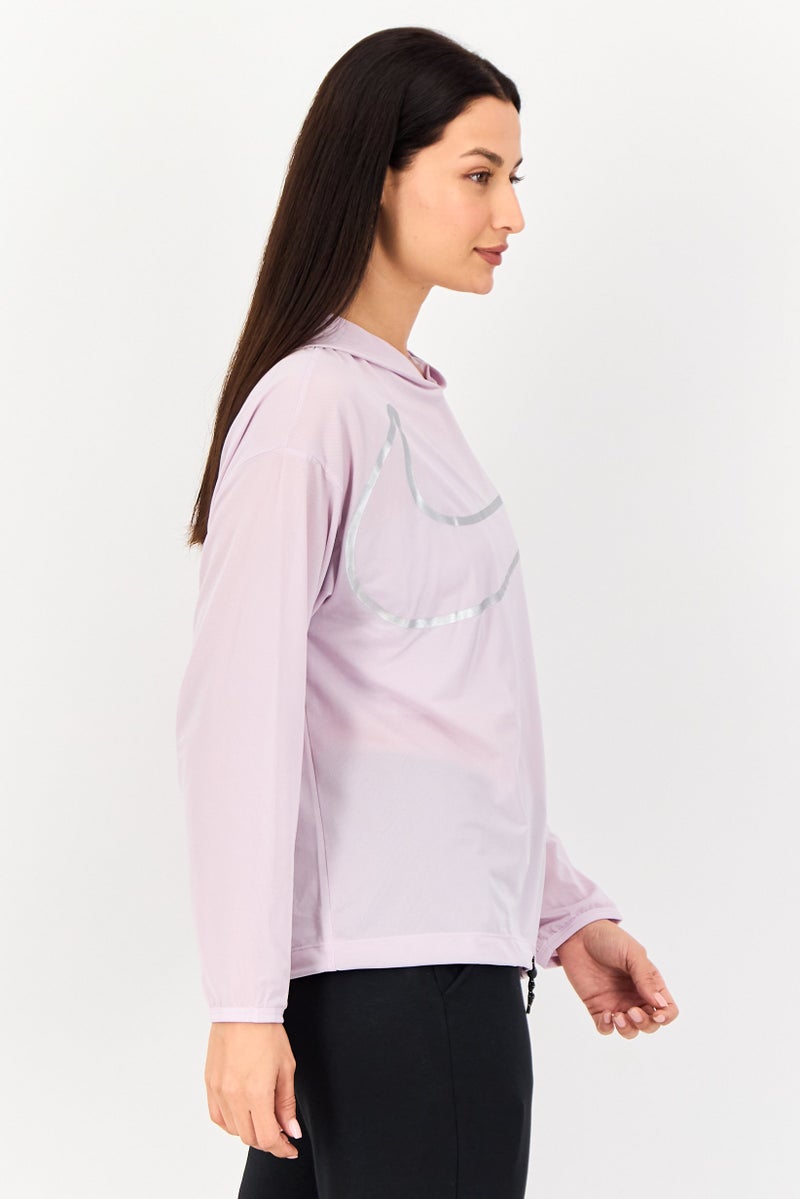 Nike بلوزة رياضية نسائية بأكمام طويلة مناسبة في الهواء الطلق، وردية - Image 4