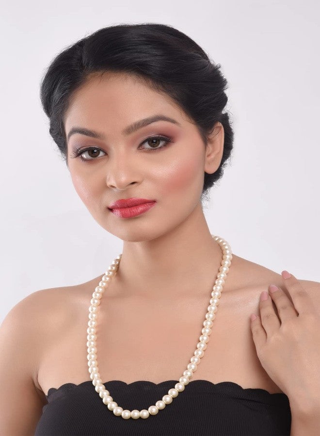 Efulgenz Handcrafted Single Line Strand Statement Necklace Mala for Women & Girls (White), Valentine Gift - Image 4