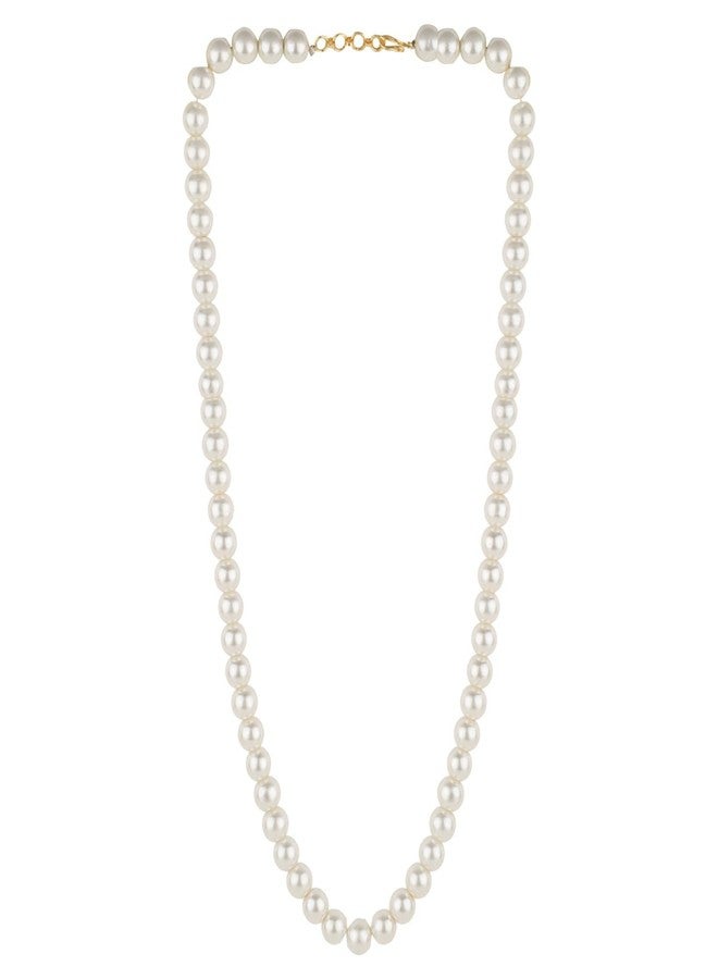 Efulgenz Handcrafted Single Line Strand Statement Necklace Mala for Women & Girls (White), Valentine Gift - Image 1