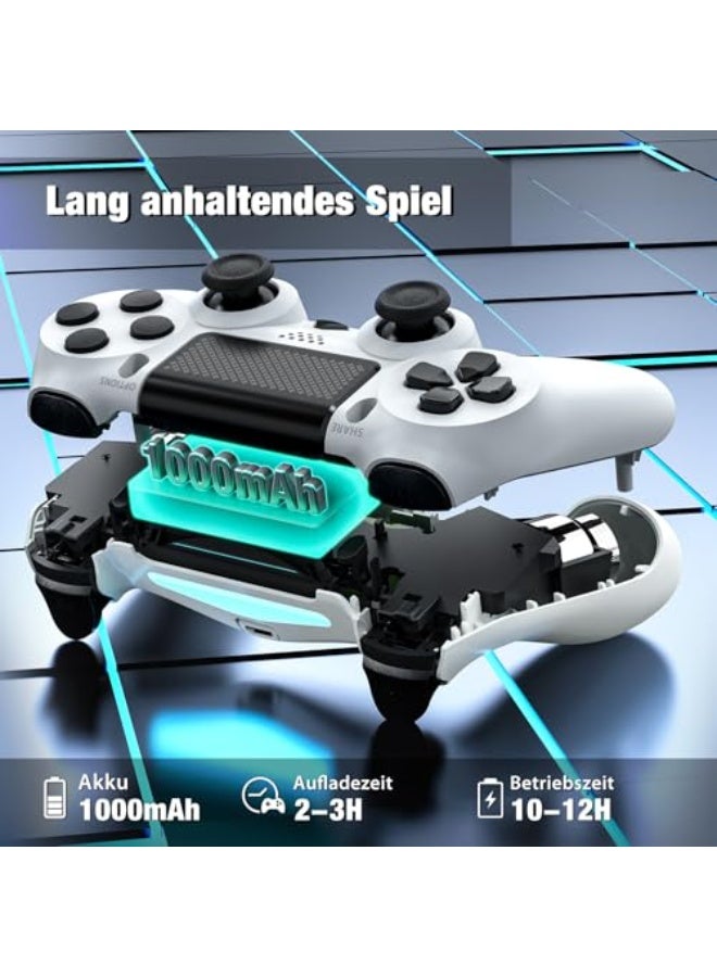 وحدة تحكم لاسلكية P4، جهاز تحكم للألعاب لـ P4/Pro/Slim/PC - أسود وأبيض، مع خيار التربو، زر العودة، اهتزاز مزدوج، مستشعر جيروسكوب بـ 6 محاور ولوحة لمس، عبوة مكونة من 2 - Image 4