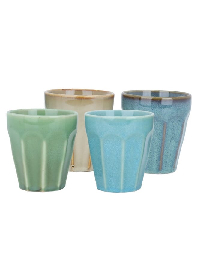 250Ml Set Of 4 Colored Porcelain Mugs 