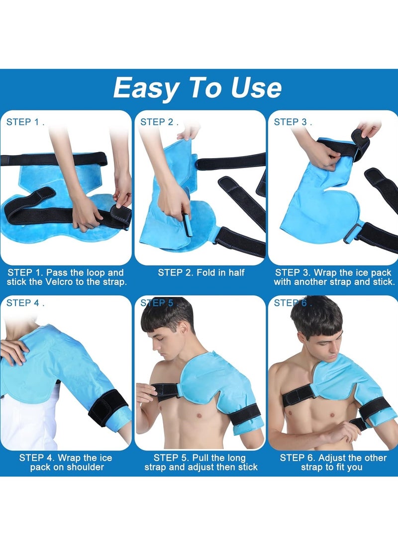 Ru syanl - Shoulder Ice Pack Rotator Cuff Cold Therapy for Injuries Reusable Gel Cold Pack Wrap for Left or Right Shoulder and Arm Instant Pain Relief for Bursitis and Swelling (Soft Plush Lining) - Image 1