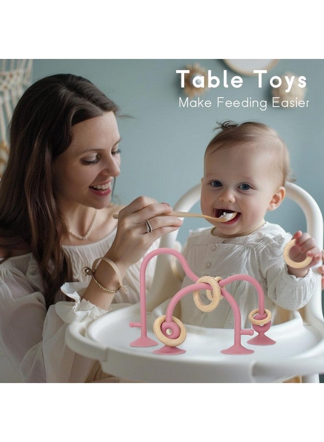Socub High Chair Toys with Suction Cups for Infant Toddlers 6-12 18 Months, Educational Interactive Table Toys | Silicone Teething Toy | Baby Sensory Chew Toy for Baby Boys Girls (Pink) - Image 2