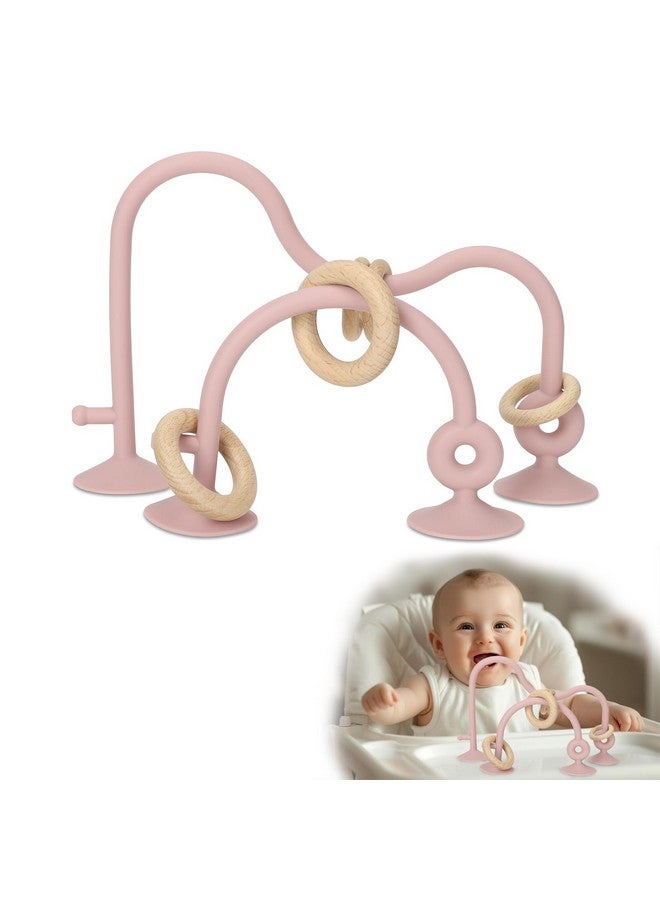 Socub High Chair Toys with Suction Cups for Infant Toddlers 6-12 18 Months, Educational Interactive Table Toys | Silicone Teething Toy | Baby Sensory Chew Toy for Baby Boys Girls (Pink) - Image 1