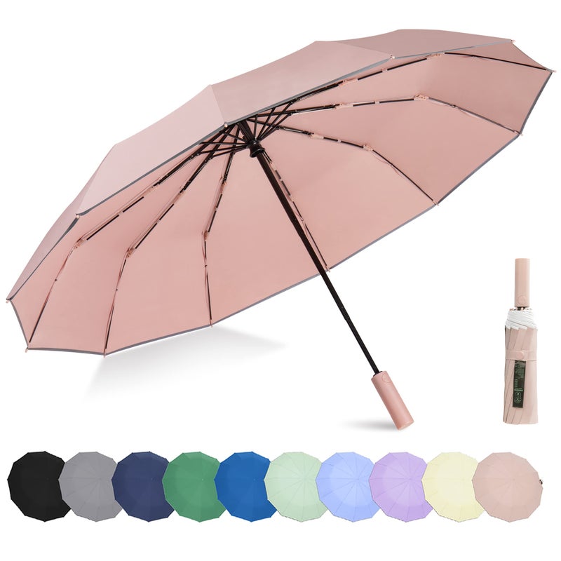 Windproof Compact Rain Umbrella for Travel 4246 Inch Premium Fabric Auto Open Perfect for Purse and Backpack Portable Umbrella for Women and Men