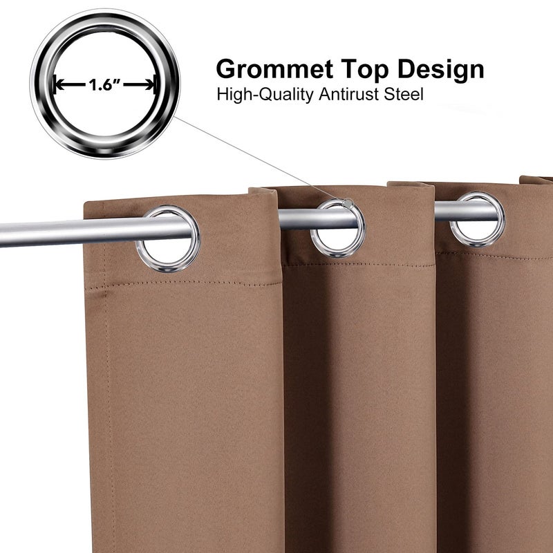 ChrisDowa Blackout Curtains 70 inches Wide for Bedroom - 2 Panels Set Extra Wide Grommet Thermal Insulated Room Darkening Curtains for Living Room (Cappuccino  70 x 84 Inch) - Image 2