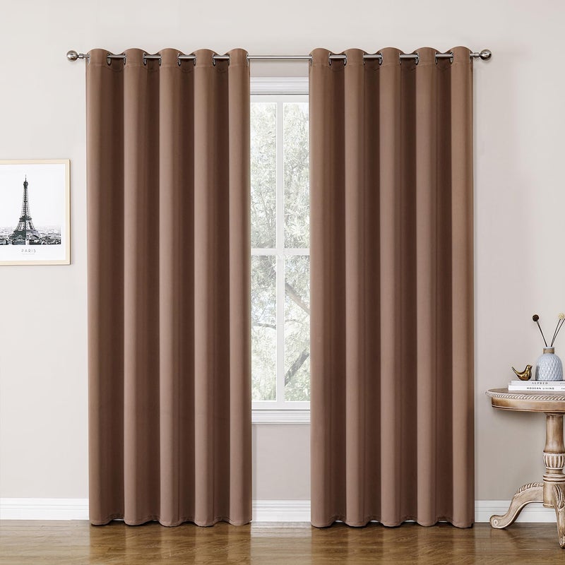 ChrisDowa Blackout Curtains 70 inches Wide for Bedroom - 2 Panels Set Extra Wide Grommet Thermal Insulated Room Darkening Curtains for Living Room (Cappuccino  70 x 84 Inch) - Image 1