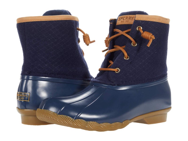 Sperry Womens Saltwater Emboss Wool Rain Boot Navy 8