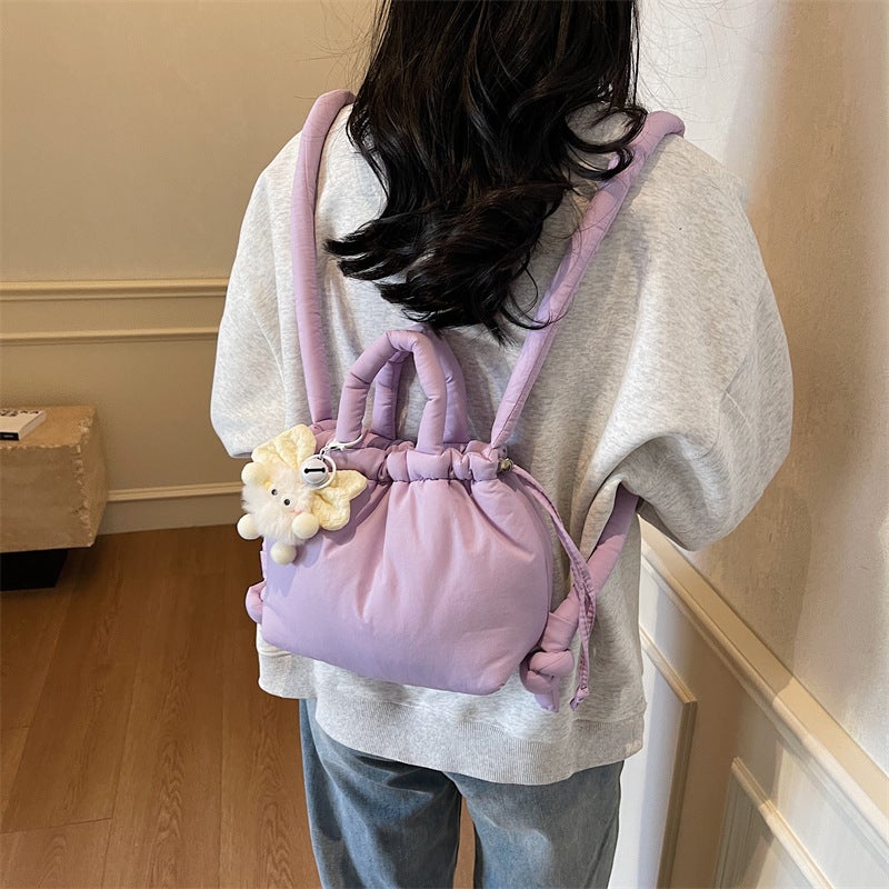 Nylon Backpack Women'S Down Cotton Fashion Student Bag Portable Cosmetic Bag Casual Shoulder Bag Women'S Bag - Image 4