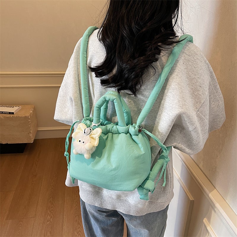 Nylon Backpack Women'S Down Cotton Fashion Student Bag Portable Cosmetic Bag Casual Shoulder Bag Women'S Bag - Image 1
