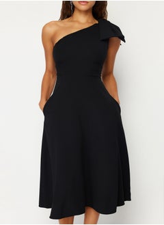 trendyol Black A-Cut Bow Detailed Woven Elegant Evening Dress TPRSS24EL00105  - Image 4