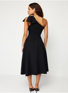 trendyol Black A-Cut Bow Detailed Woven Elegant Evening Dress TPRSS24EL00105  - Image 5