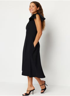 trendyol Black A-Cut Bow Detailed Woven Elegant Evening Dress TPRSS24EL00105  - Image 2