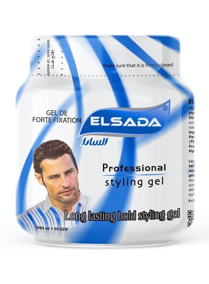 السادا جل تصفيف الشعر الاحترافي طويل الأمد من إلسادا، أزرق، 1000 مل