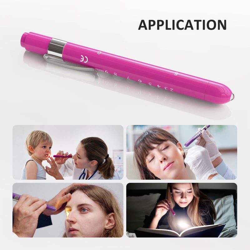 CAVN قلم ضوء CAVN مع مقياس بؤبؤ LED لقلم الضوء للممرضات والأطباء، 2 قطعة قلم ضوء طبي قابل لإعادة الاستخدام لطلاب التمريض (بنفسجي/وردي) - Image 5