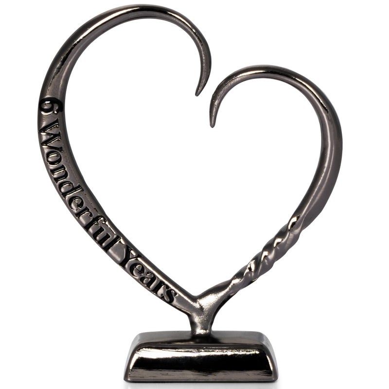 BESZONE 6 Year Anniversary Iron Gifts for Her, 6th Wedding Anniversary for Couples Gifts Steel for Him Wife Husband Men, Hand Forged Heart Iron Steel Art Keepsake Home Decor - Image 1