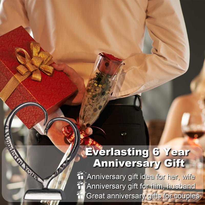 BESZONE 6 Year Anniversary Iron Gifts for Her, 6th Wedding Anniversary for Couples Gifts Steel for Him Wife Husband Men, Hand Forged Heart Iron Steel Art Keepsake Home Decor - Image 5