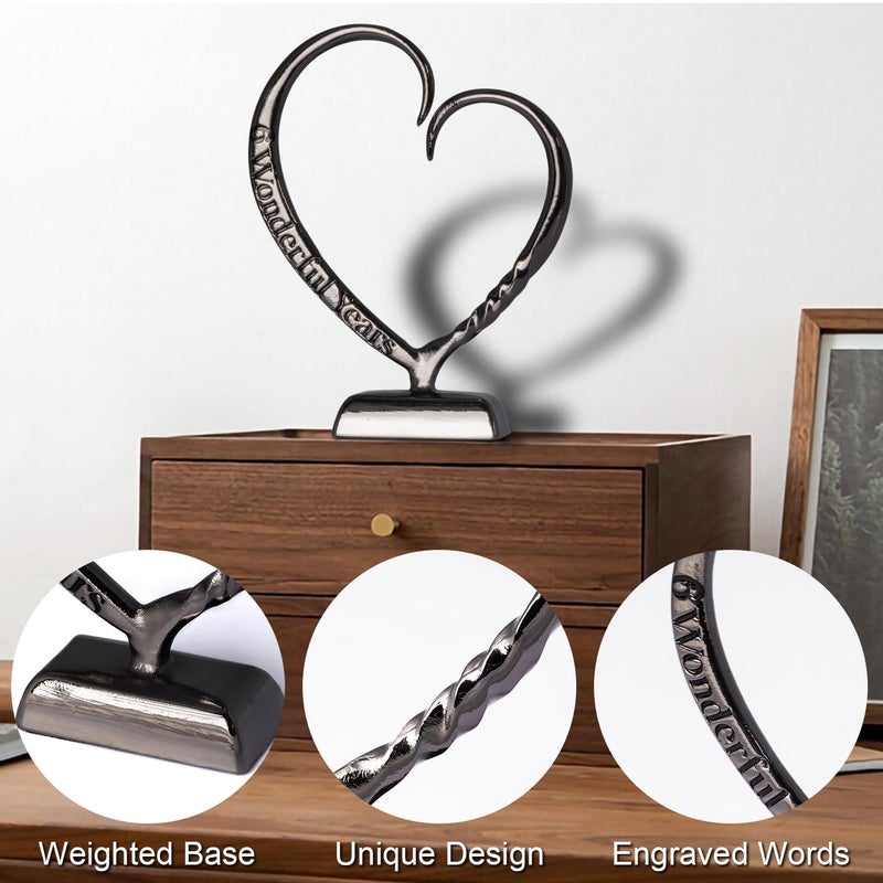 BESZONE 6 Year Anniversary Iron Gifts for Her, 6th Wedding Anniversary for Couples Gifts Steel for Him Wife Husband Men, Hand Forged Heart Iron Steel Art Keepsake Home Decor - Image 4