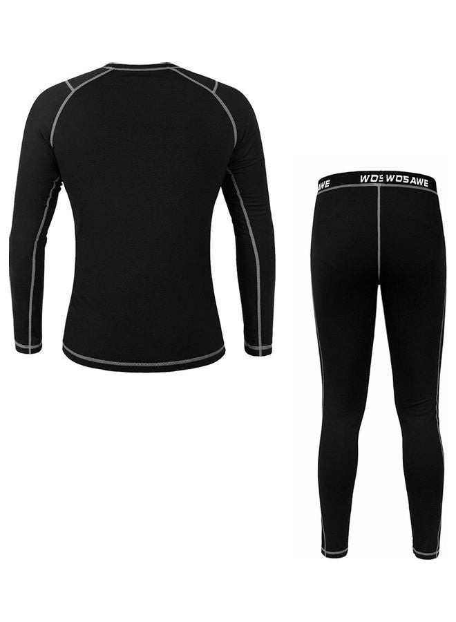 WOSAWE Men Long Sleeve Thermal Fleece Lined Compression Underwear Set Bicycle Jersey Base Layer Shirt and Pants Leggings for Cycling Running Jogging M 35*5*25cm  - Image 5