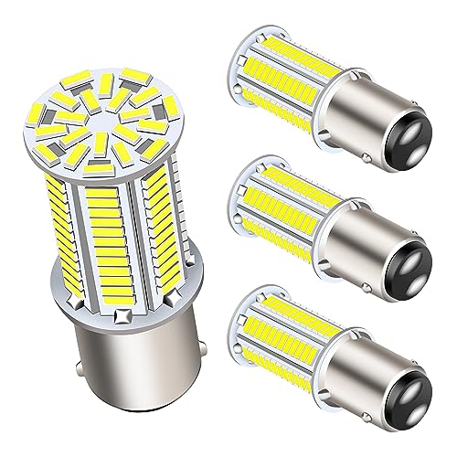 RVZONE 1142 1076 1130 1176 1075 S8 BA15D LED Bulbs, Super Bright 3014 105SMD LED Replacement for 12 Volt RV Camper Trailer Boat Trunk Interior Lights 4-Packs White - Image 1