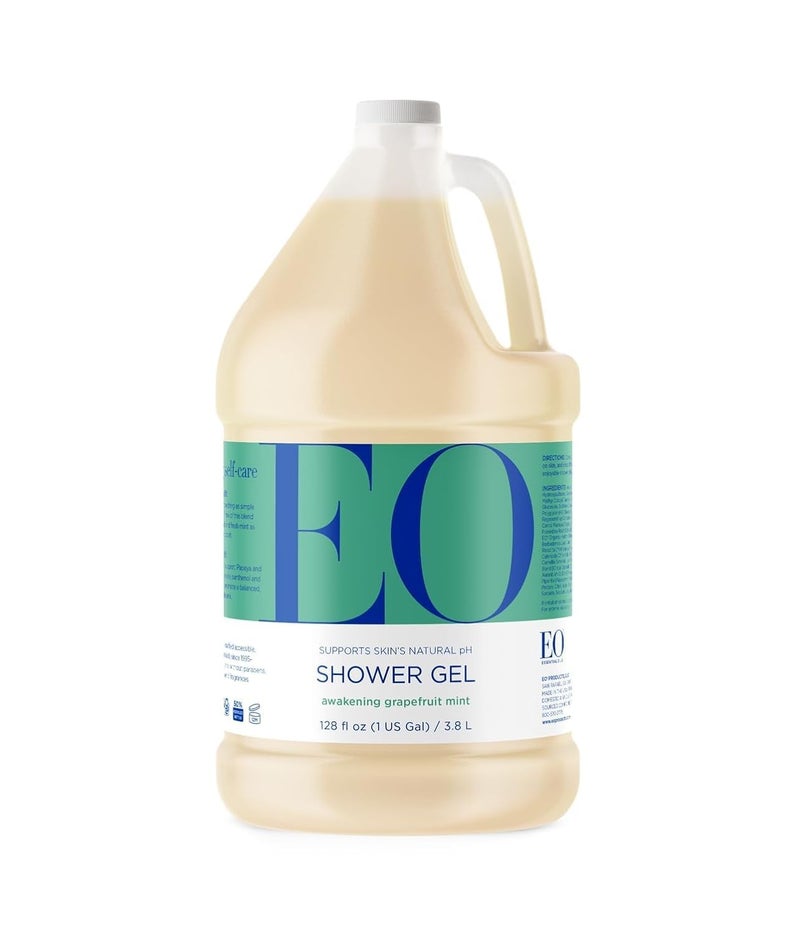 EO Shower Gel Body Wash Refill, 1 Gallon, Grapefruit and Mint, Organic Plant-Based Skin Conditioning Cleanser with Pure Essentials Oils, Pack of 1 - Image 1
