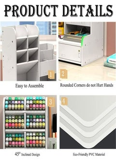 Occuwzz White Pen Organizer with Drawer, DIY Pencil Holder Desk Tidy Caddy Office Stationery Desktop Organiser for Home, Office and School  - Image 3