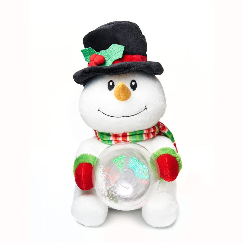 Cuddle Barn  Snowglobe Stormy  Animated Christmas Snowman with LED Light Stuffed Animal Plush Toy Bops Around to Frosty The Snowman 12 Inches