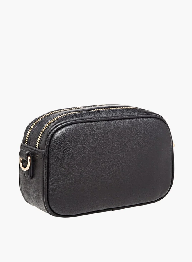 Le Confort Monogram Embossed Crossbody Bag with Zip Closure and Chain Strap