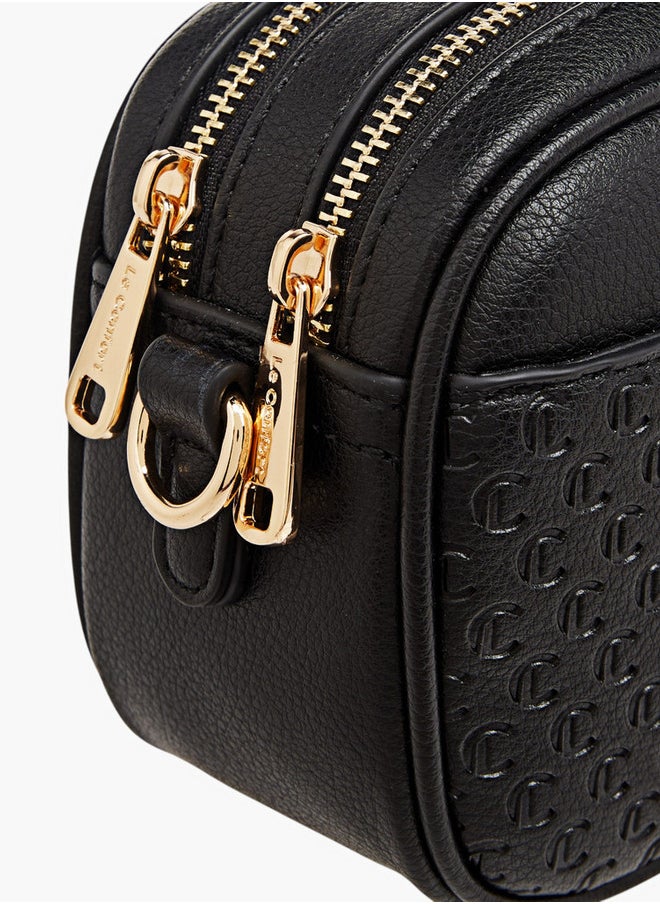 Le Confort Monogram Embossed Crossbody Bag with Zip Closure and Chain Strap  - Image 5
