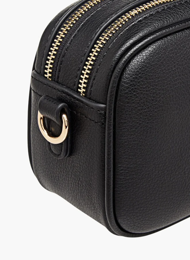 Le Confort Monogram Embossed Crossbody Bag with Zip Closure and Chain Strap