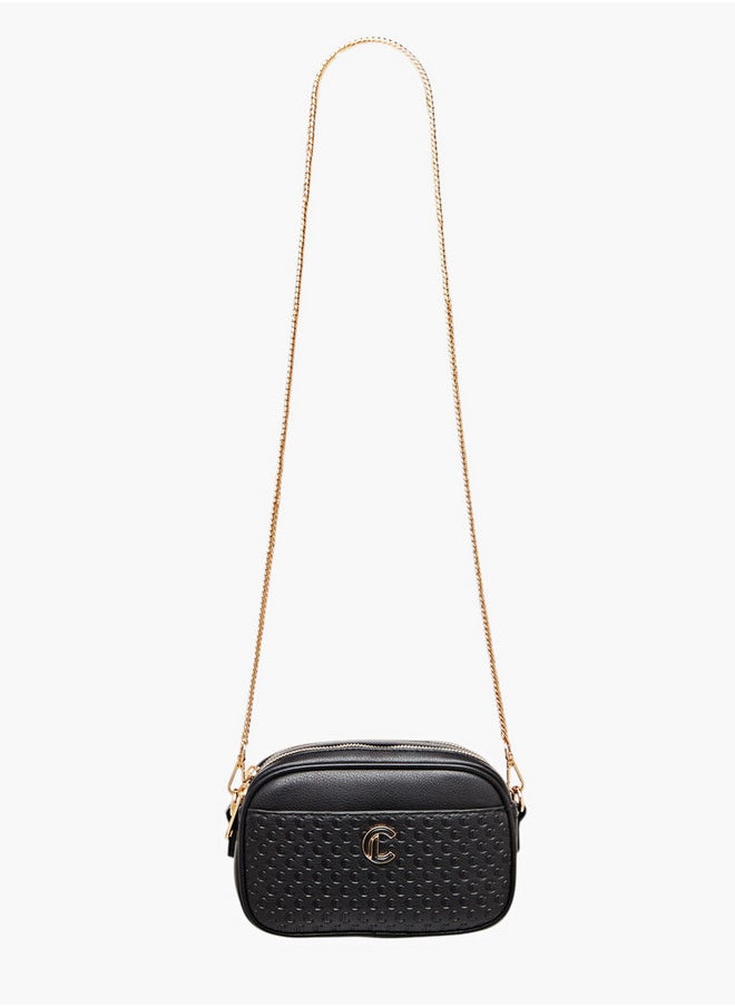 Le Confort Monogram Embossed Crossbody Bag with Zip Closure and Chain Strap  - Image 2
