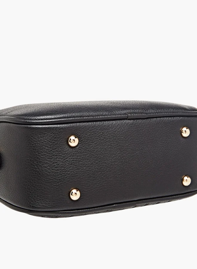 Le Confort Monogram Embossed Crossbody Bag with Zip Closure and Chain Strap