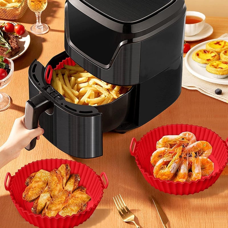VONITY 6 Pcs Round Reusable Non Stick Air Fryer Accessories Ideal For Home Silicone Coating Pot Basket For Microwave Heat Resistant Baking Trays Air Fryer For Oven Dishwasher Safe Blue Ur72022 - Image 4