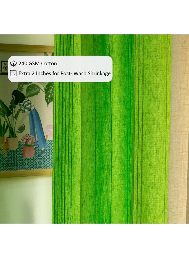 RANGBHAR Handloom Cotton Curtains for Windows, Cotton Curtains 5 Feet Set of 2 with Eyelets, (Solid Green, Window-5 Feet X 4 Feet) - Image 3