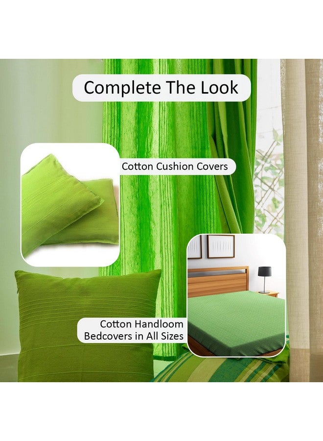 RANGBHAR Handloom Cotton Curtains for Windows, Cotton Curtains 5 Feet Set of 2 with Eyelets, (Solid Green, Window-5 Feet X 4 Feet) - Image 4