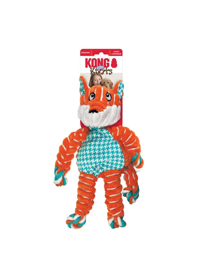 KONG Floppy Knots Fox Dog Toy, Durable Soft Plush with Internal Cotton Rope Skeleton, Interactive Cuddly Toy for Tugging, Shaking, Thrashing, Gentle Chewing, Squeaker Reduces Boredom, Medium/Large - Image 2
