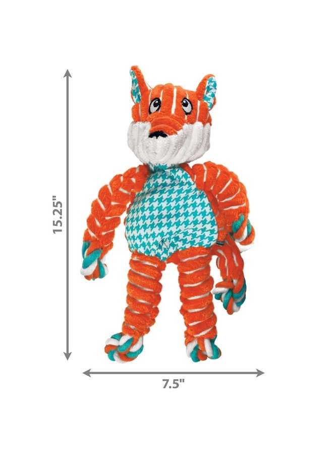 KONG Floppy Knots Fox Dog Toy, Durable Soft Plush with Internal Cotton Rope Skeleton, Interactive Cuddly Toy for Tugging, Shaking, Thrashing, Gentle Chewing, Squeaker Reduces Boredom, Medium/Large - Image 3