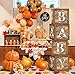 TREWAVE Fall Pumpkin Baby Shower Decoration Boxes Thansgiving Birthday Party Floral Display Boxes Wood Grain Blocks Little Pumpkin 1st Neutral Gender Reveal Birthday Party Supplies - Image 3